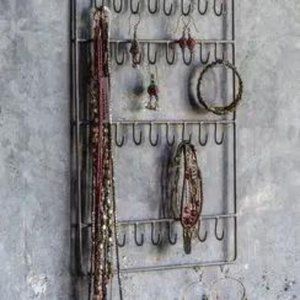 Rustic Wire Jewelry Organizer Wall Hook Mount Hanging Metal Simple Primitive